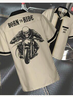 Born to Ride Motorcycle Hawaiian Shirt: Biker Button-Up with Pocket